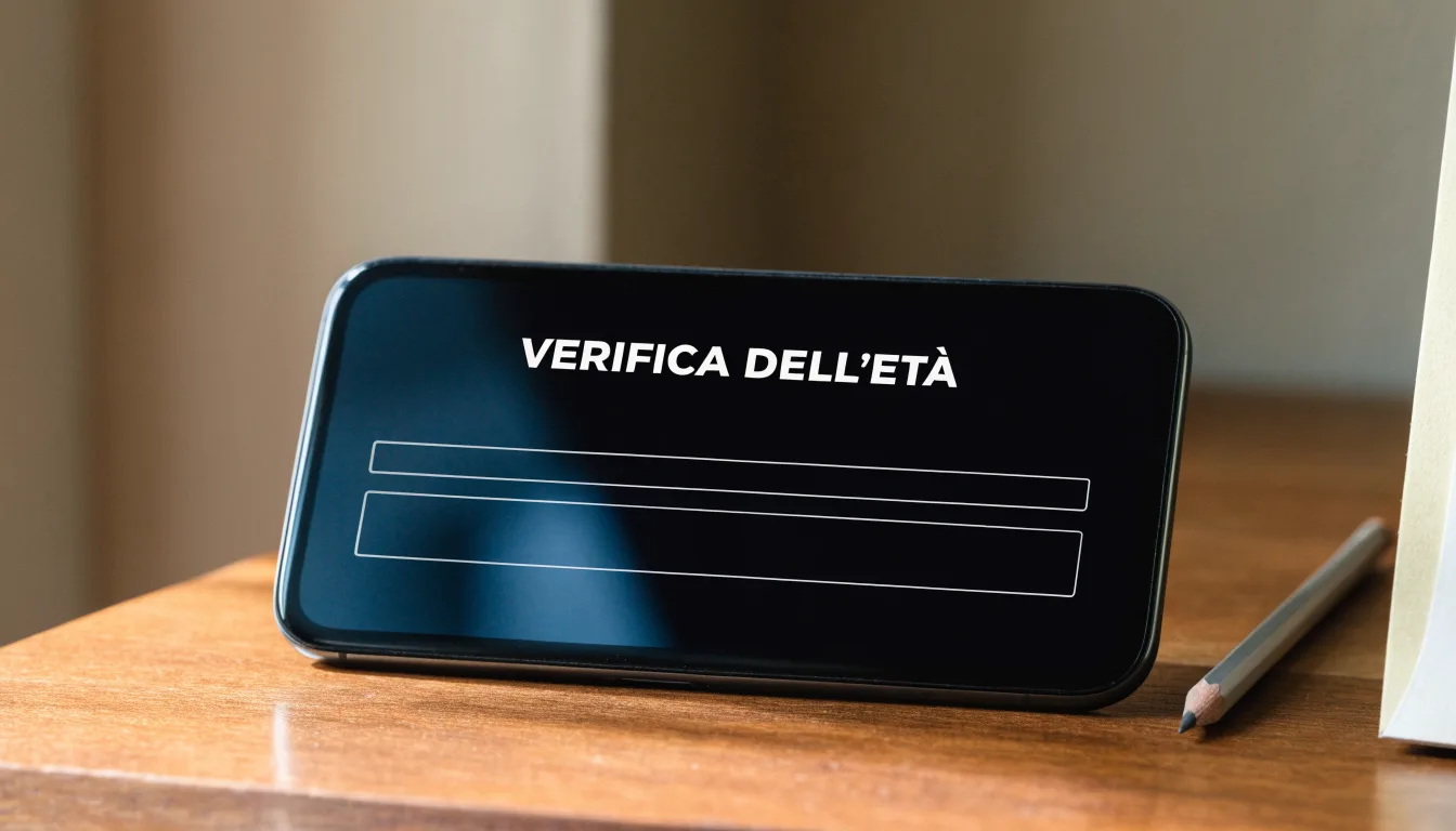 Un foglio di concessione in carta con un timbro rosso, appoggiato su una scrivania di legno accanto a una penna