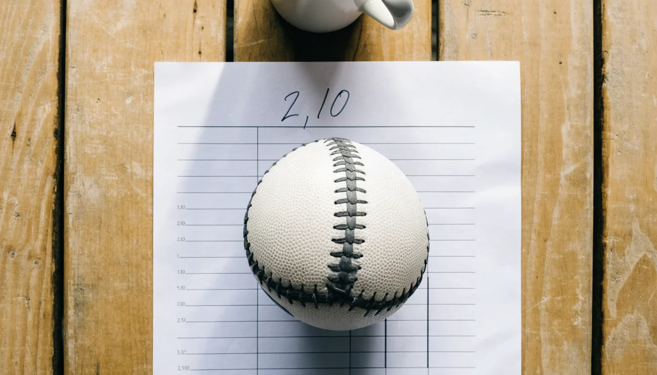 Un pallone da calcio appoggiato su una schedina bianca su un tavolo di legno, alla luce del giorno
