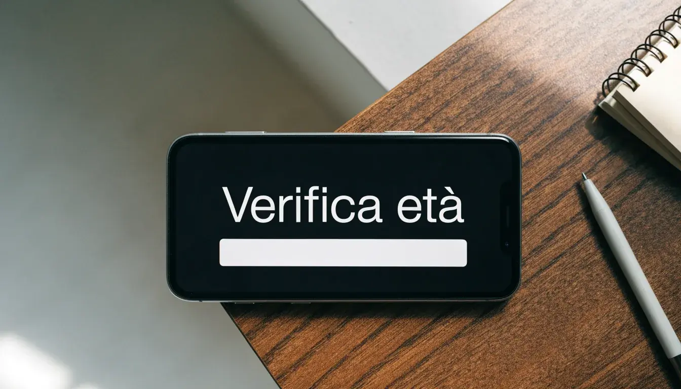 Un foglio di concessione in carta con un timbro rosso, appoggiato su una scrivania di legno accanto a una penna