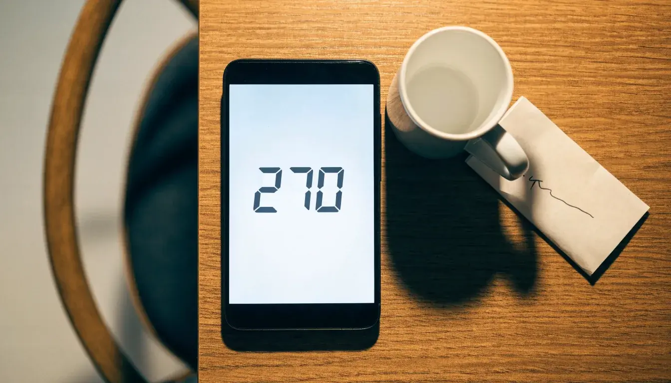 Un documento di identità appoggiato accanto a uno smartphone con un timer sullo schermo, su un tavolo da cucina