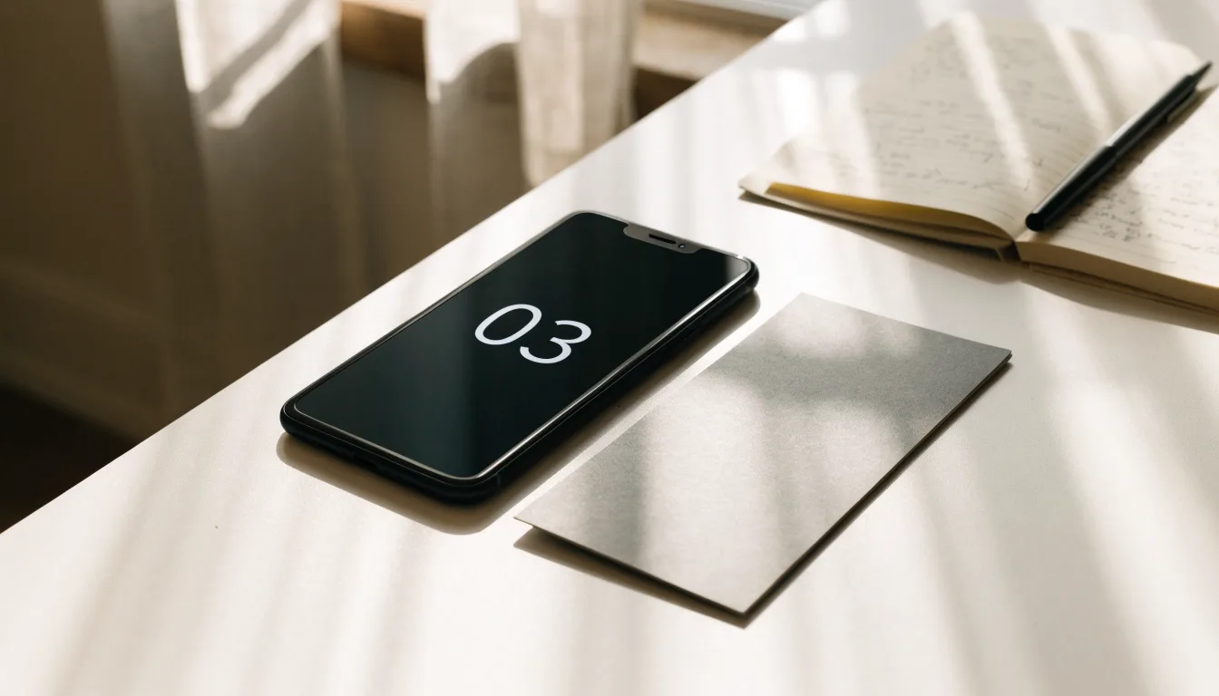 Un documento di identità appoggiato accanto a uno smartphone con un timer sullo schermo, su un tavolo da cucina